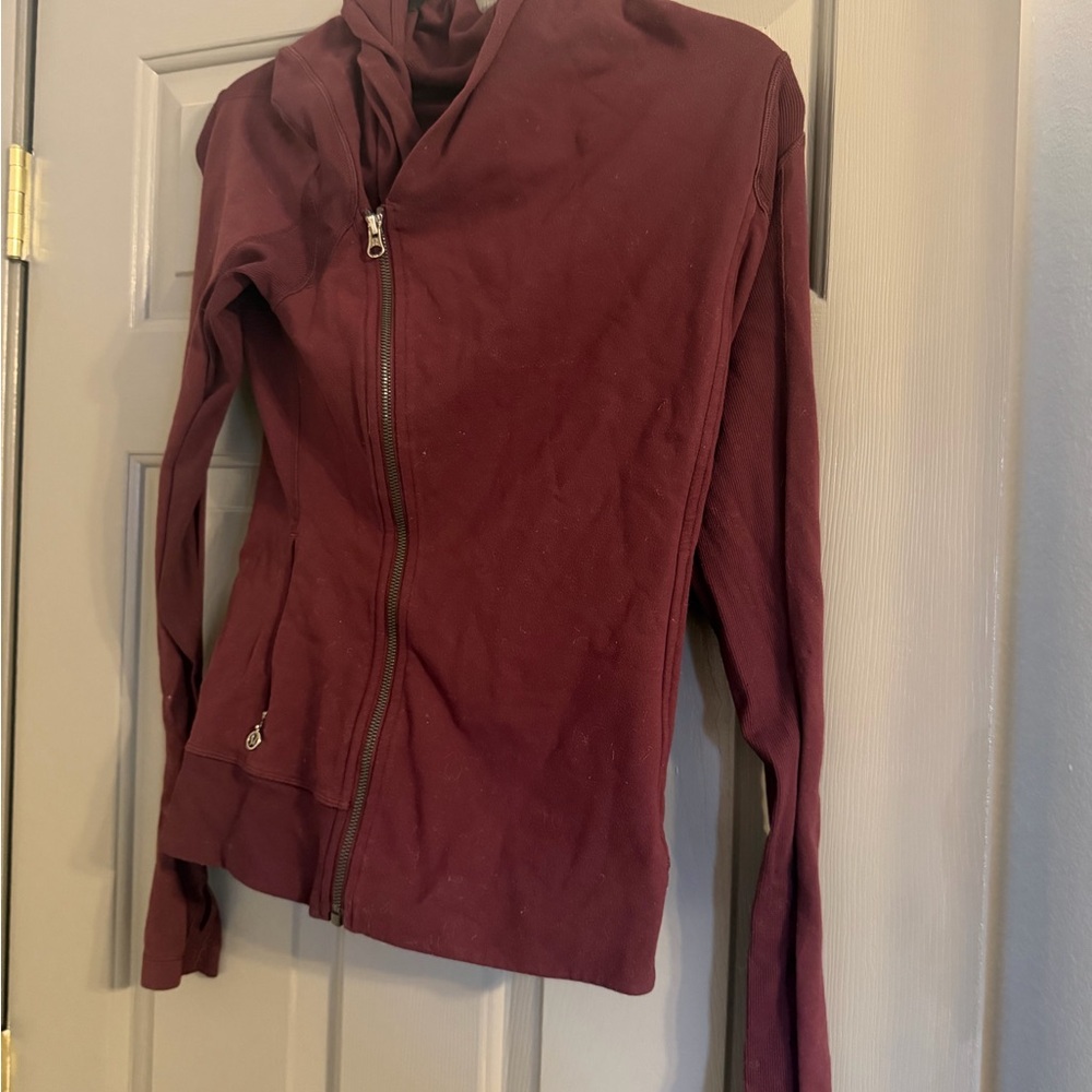 Women's Maroon Asymmetrical Zip Jacket